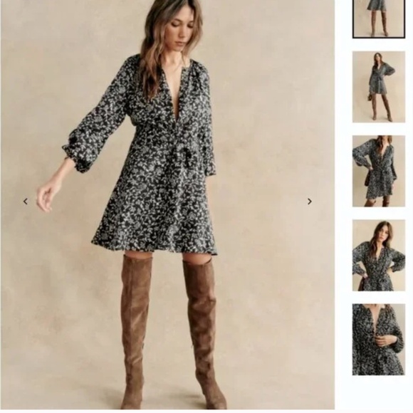 Sézane Merry Dress in Black & Ecru Floral Print - Picture 9 of 15